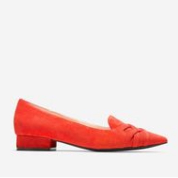 Cole Haan Suede Point Toe Block Heel Pumps in Red Size 5.5 - Picture 8 of 8
